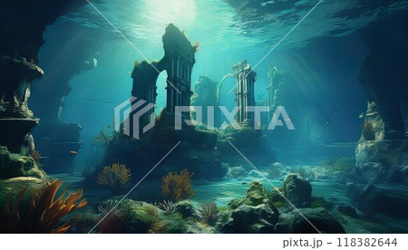 海の下に沈んだ廃墟 118382644