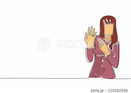 Single continuous line drawing woman shows ring on ring finger. A beautiful widening smile. Share the happiness. Marriage proposal accepted. National Proposal Day. One line design vector illustration Single continuous line drawing woman shows ring on ring finger. A beautiful widening smile. Share the happiness. Marriage proposal accepted. National Proposal Day. One line design vector illustration 118382956