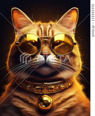 サングラスをかけた黄金の猫 118383350