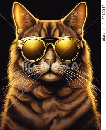 サングラスをかけた黄金の猫 118383352