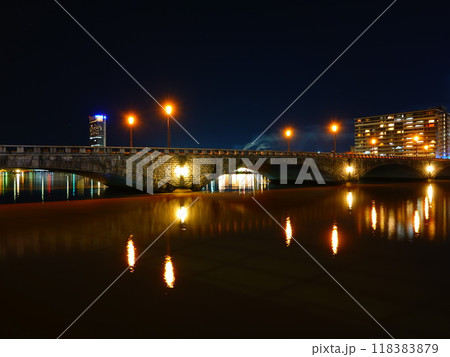 新潟県新潟市 信濃川と萬代橋周辺の河川敷の風景より 118383879