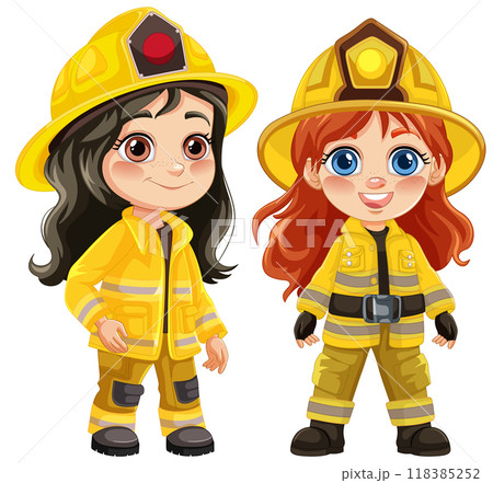 Cute Firefighters in Uniform Cute Firefighters in Uniform 118385252