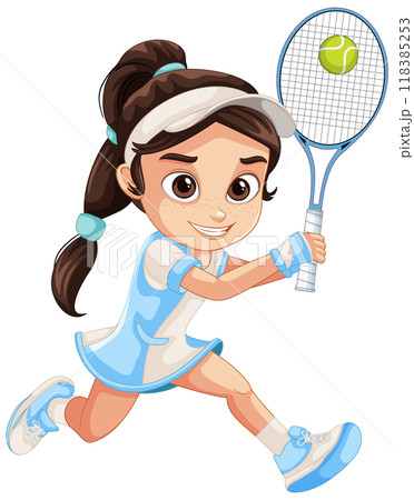 Young Girl Playing Tennis Young Girl Playing Tennis 118385253