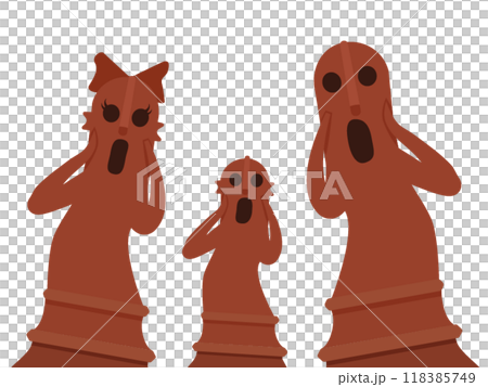ムンクの叫び風の家族のはにわのイラスト 118385749