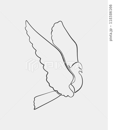 Minimalist line drawing of a flying pigeon 118386166