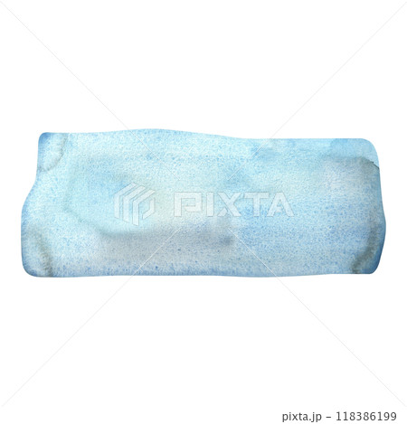 Cloudless blue daytime sky. Landscape fragment for background design of illustration on label or packaging. Isolated watercolor illustration. 118386199