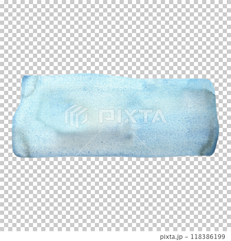 Cloudless blue daytime sky. Landscape fragment for background design of illustration on label or packaging. Isolated watercolor illustration. 118386199