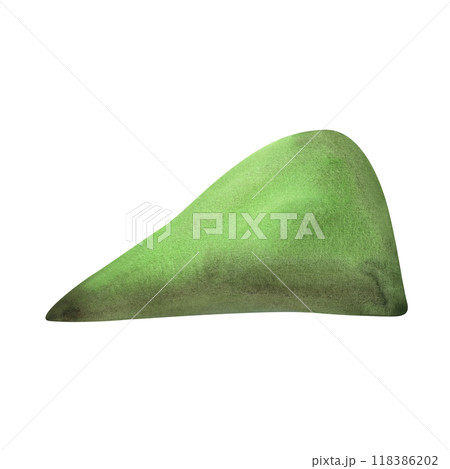 Hill illuminated by the sun and covered with tender fresh light green grass. Landscape fragment for background. Isolated watercolor illustration. Hill illuminated by the sun and covered with tender fresh light green grass. Landscape fragment for background. Isolated watercolor illustration. 118386202