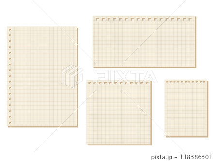 茶色い方眼紙のノート・メモのセット　背景（縦3:4　横長2:1　正方形　縦小） 118386301