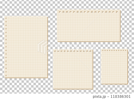 茶色い方眼紙のノート・メモのセット　背景（縦3:4　横長2:1　正方形　縦小） 118386301