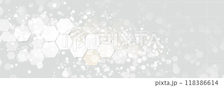 Abstract Hexagonal Pattern with Light Overlay on Grey Background 118386614
