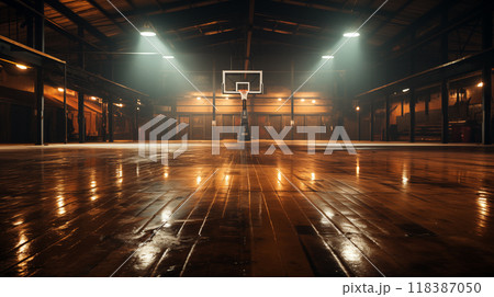 Basketball ball skillfully arcs into the hoop a display of perfect aim. As the basketball ball clears the rim, excitement peaks. The basketball ball's journey through the net is a victory 118387050
