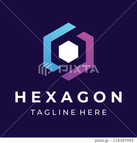 Creative simple geometric cube or hexagon box logo design. Logo for technology, media and shipping services. 118387493