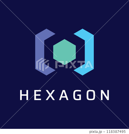 Creative simple geometric cube or hexagon box logo design. Logo for technology, media and shipping services. 118387495