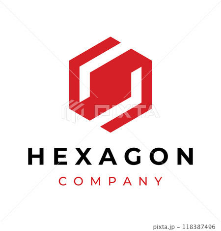 Creative simple geometric cube or hexagon box logo design. Logo for technology, media and shipping services. 118387496