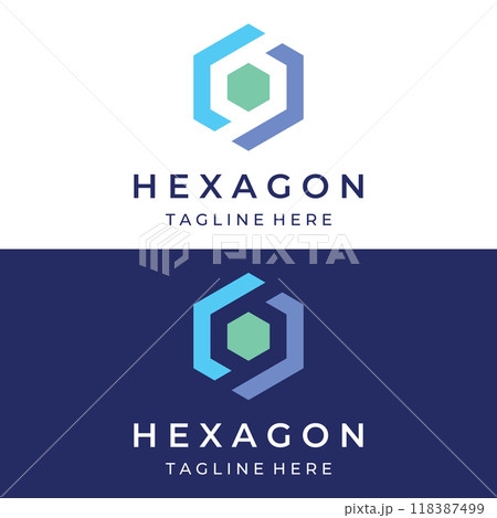 Creative simple geometric cube or hexagon box logo design. Logo for technology, media and shipping services. 118387499