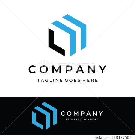 Creative simple geometric cube or hexagon box logo design. Logo for technology, media and shipping services. 118387500