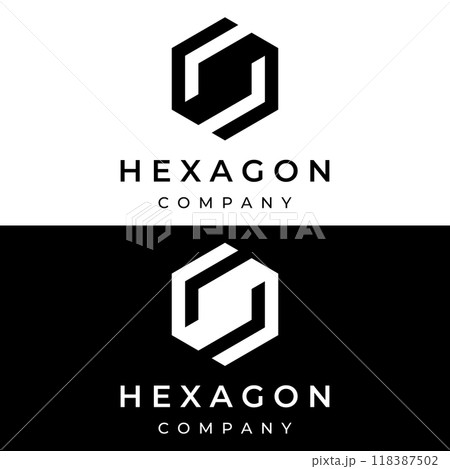 Creative simple geometric cube or hexagon box logo design. Logo for technology, media and shipping services. 118387502