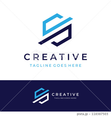 Creative simple geometric cube or hexagon box logo design. Logo for technology, media and shipping services. 118387503