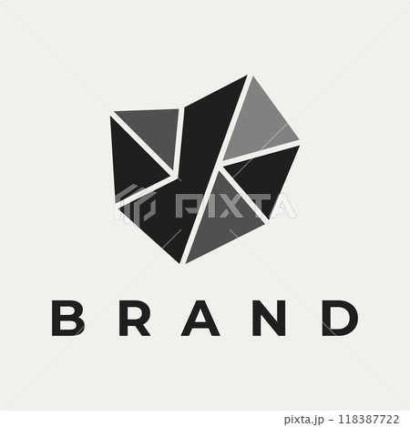Natural stone silhouette abstract logo creative template design with outline. Logo for business, company, symbol. 118387722