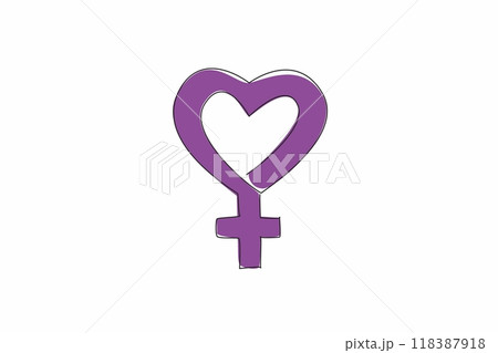 Continuous one line drawing HPV Awareness Day. Learning more about virus. Love is protection, unfortunately HPV is everywhere. Give love not HPV. Healthy. Single line draw design vector illustration 118387918