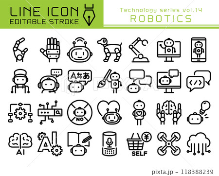 ラインアイコン　テクノロジーシリーズvol.14　ロボット 118388239