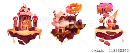 Candy land game ui floating islands with castle 118388346