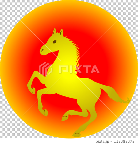 透明圖像:日出背景下賓士的馬匹 透明圖像:日出背景下賓士的馬匹 118388378
