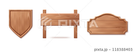 3d wood sign board with nails. Wooden frame banner 118388403