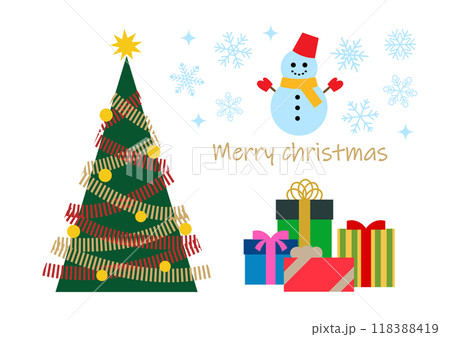クリスマスツリーとプレゼントのイラストセット クリスマスツリーとプレゼントのイラストセット 118388419