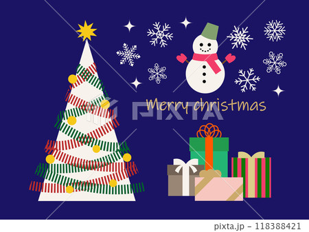 クリスマスツリーとプレゼントのイラストセット 118388421