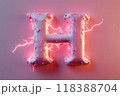 The letter H is made of pink and silver material 118388704