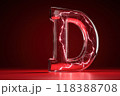 The letter D is made of glass and has a red background 118388708