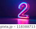 A neon sign with the number 2 in neon colors 118388713