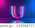 The letter U is glowing in neon colors 118388715