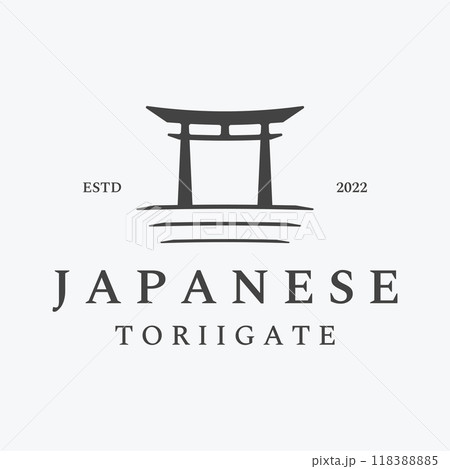 Creative design of ancient japanese tori gate logo.Japan heritage, culture and history tori gate.Logo for business. Creative design of ancient japanese tori gate logo.Japan heritage, culture and history tori gate.Logo for business. 118388885