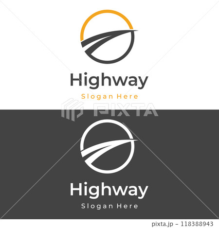 Logo design template highway, asphalt road route, traffic.Logo can be for business, sign, company. 118388943