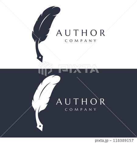 Creative design of pen template logo with hipster quill for author or author, signature. 118389157