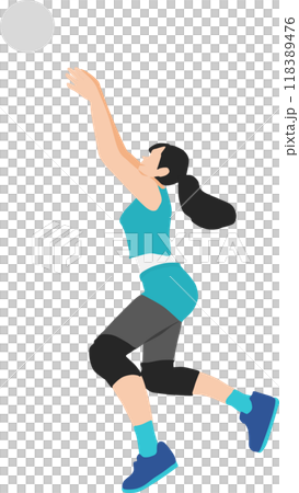 Illustration of a woman playing volleyball 118389476