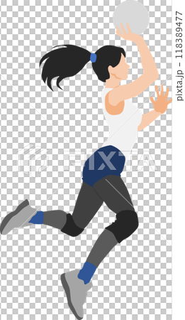 一個女人打排球的插圖 118389477