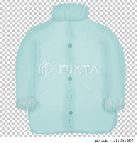 Coat, hand drawn, transparency illustration.	 118389604
