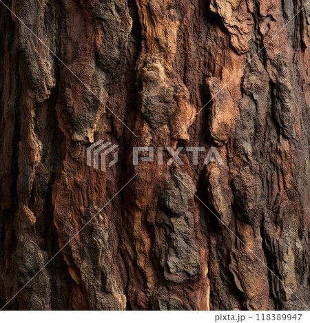 Detailed close-up of rugged tree bark texture. 118389947