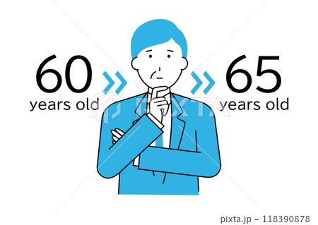 60歳から65歳までの働き方を考える年配のビジネスマン 118390878