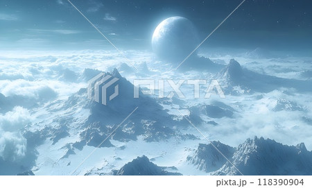 Winter landscape in futuristic style 118390904