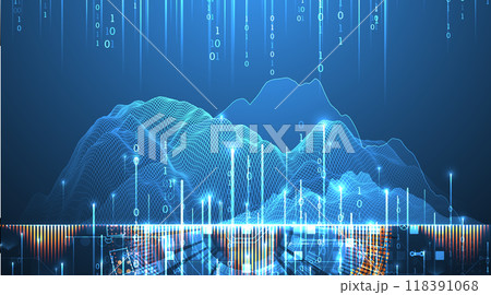 Data science. Scientific-technological background on the use of various technological elements. Combination of different styles. Hand drawn vector. 118391068