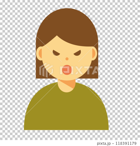Illustration of a woman with an angry face Illustration of a woman with an angry face 118391179