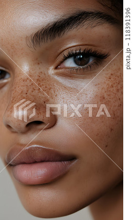 Hyperpigmentation skin close-up of a human face Hyperpigmentation skin close-up of a human face 118391396