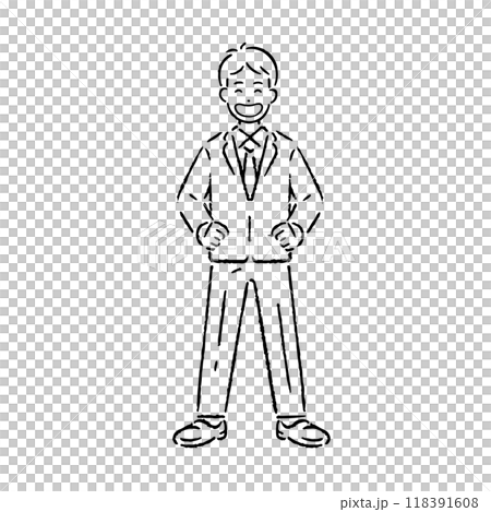 穿西裝秀胸的男人_黑白 118391608
