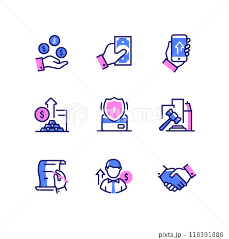 Business and finance - line design style icons set Business and finance - line design style icons set 118391886