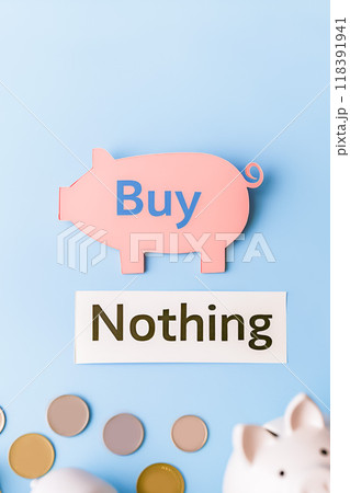 Papercut text Buy Nothing Day on light background  118391941
